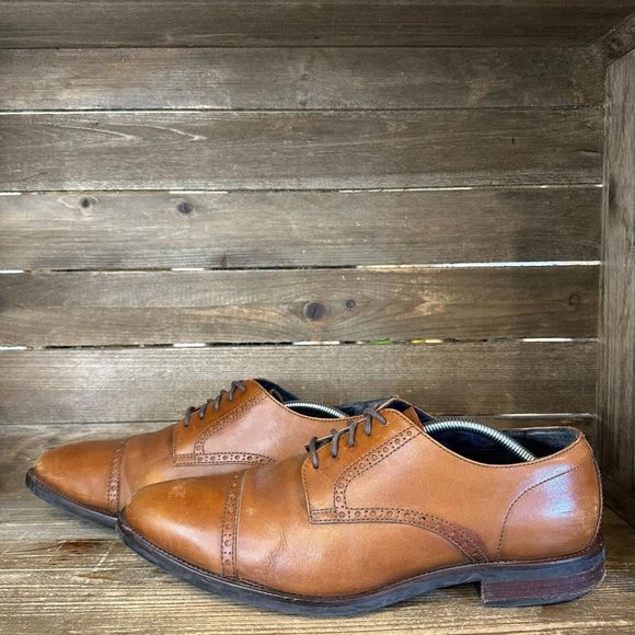 Mens Cole Haan Grand.Os Brown Leather Cap Toe Brogue Dress Oxfords Size 12 M GUC - Picture 2 of 7